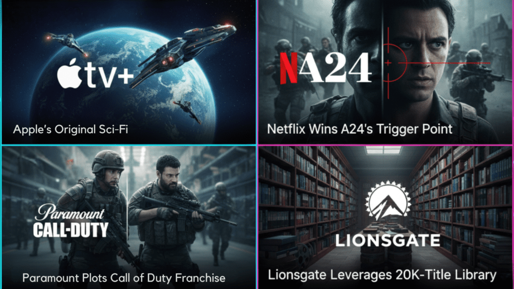 Apple Original Sci-Fi; Netflix Wins A24’s Trigger Point; Paramount Plots Call of Duty Franchise; Lionsgate Leverages 20K-Title Library 15 apple