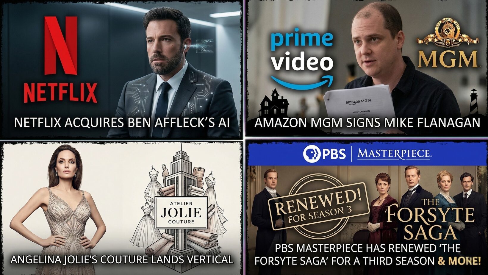 Netflix Acquires Ben Affleck's AI; Amazon MGM Signs Mike Flanagan; Angelina Jolie's Couture Lands Vertical & More! 25 netflix