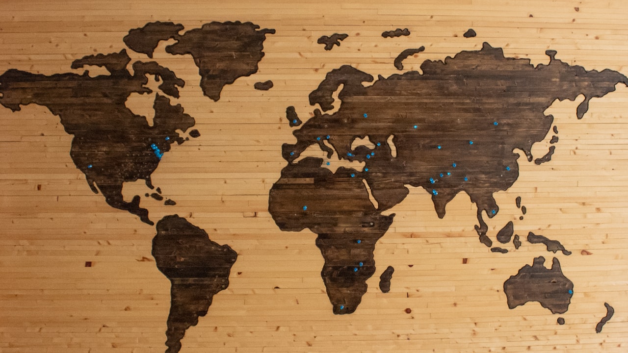 World map showing global film distribution territories
