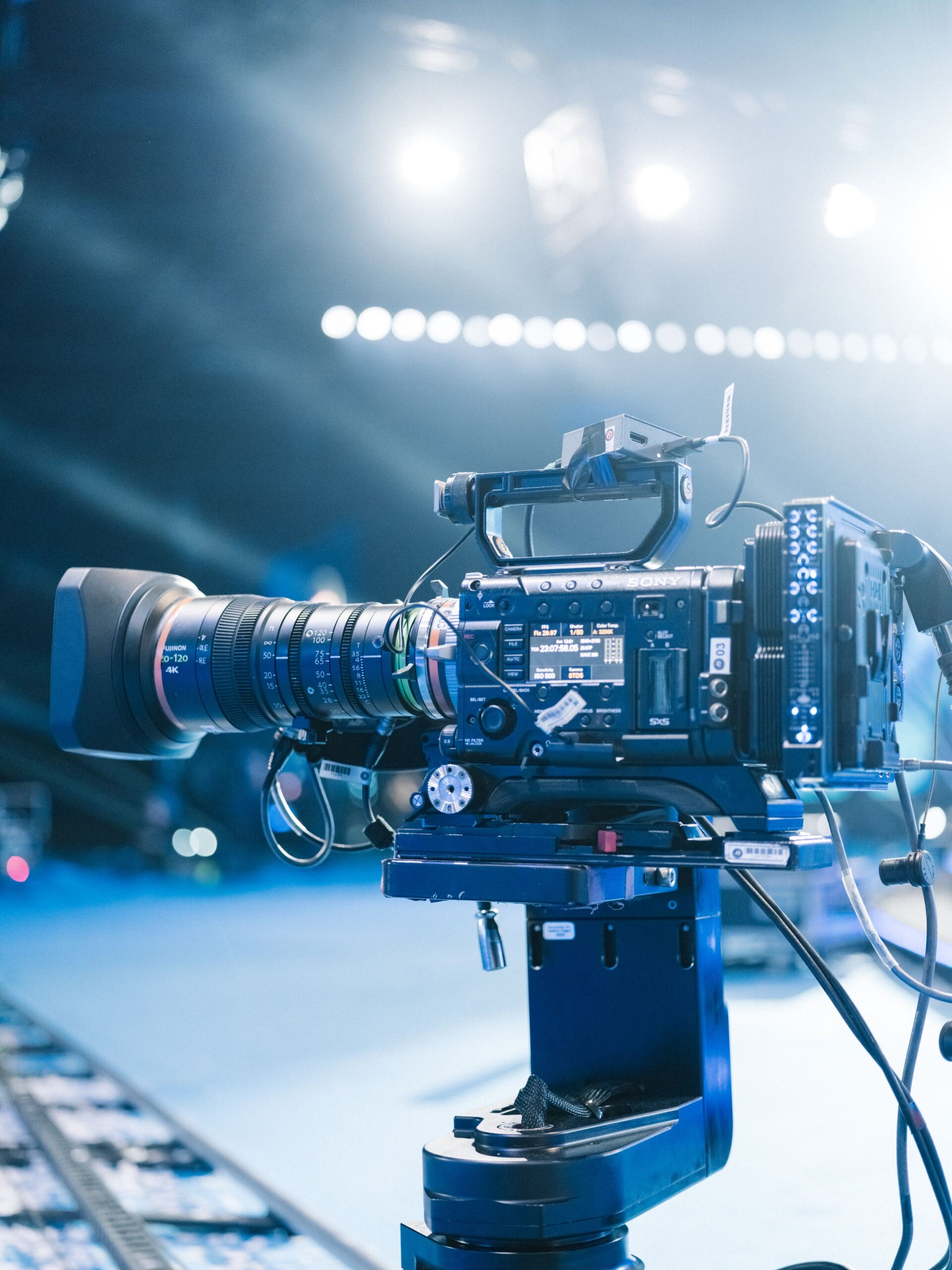 How to Submit Your Film to Talent Agencies β A Producer's Complete Guide (2026) 4 Professional high-end video camera on a studio film set under bright stage lights