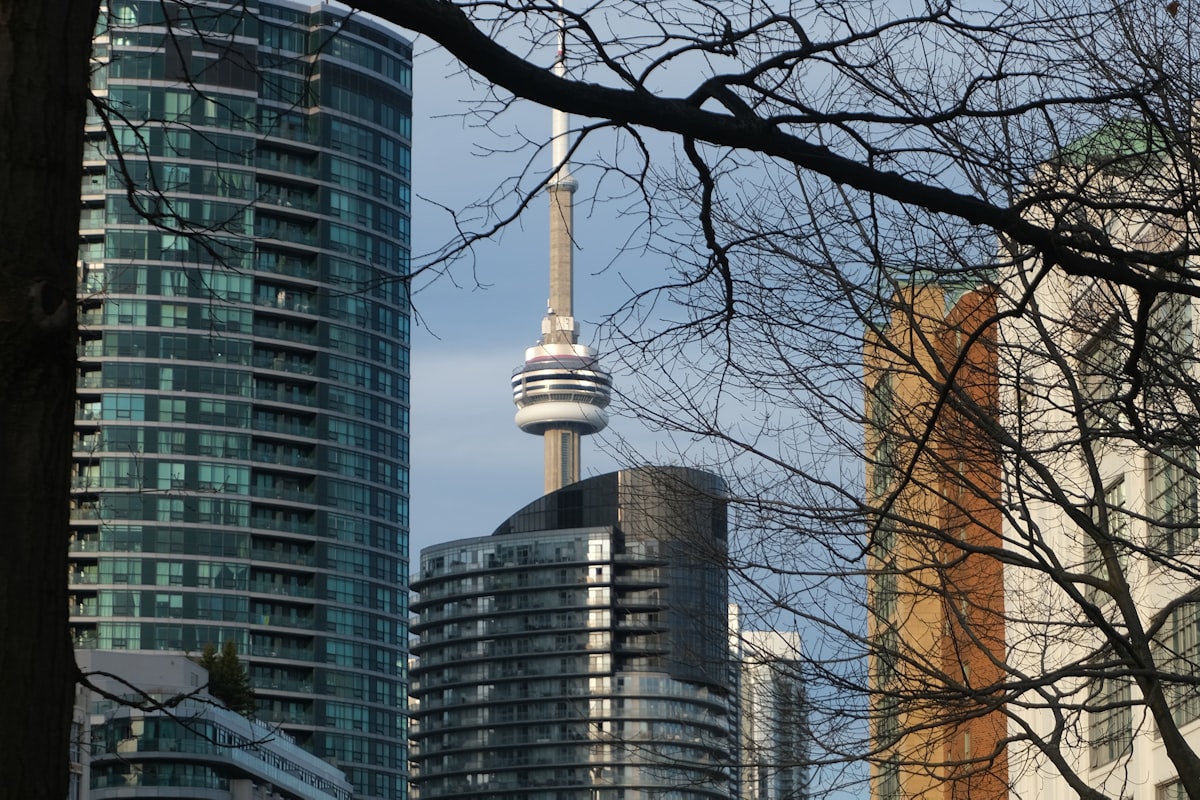 Toronto skyline with CN Tower representing Canada's Hollywood North production industry