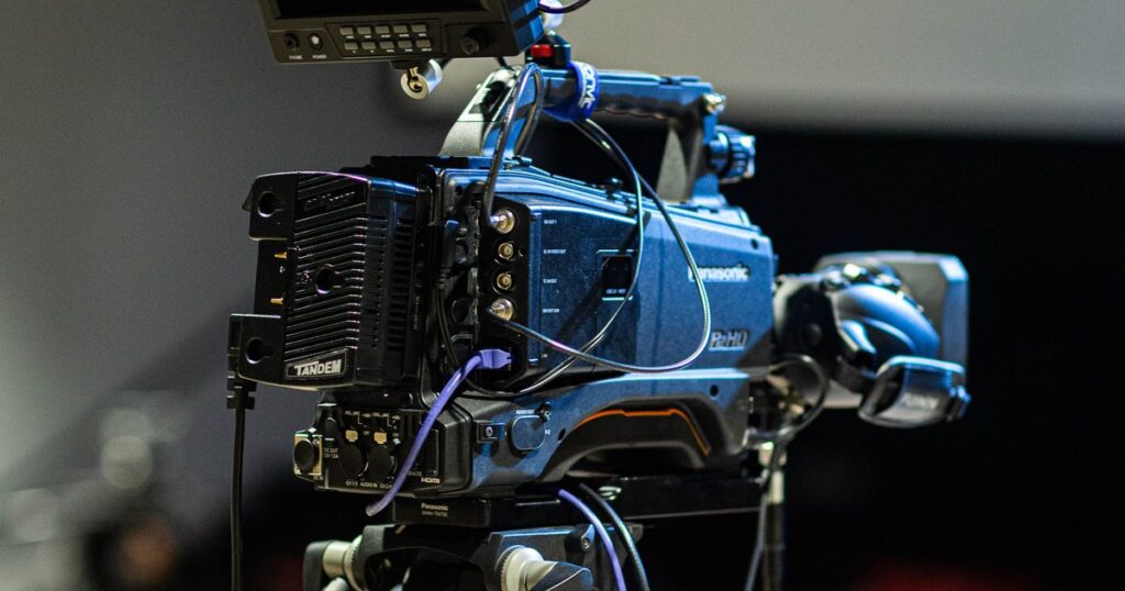 Documentary Financing From European Funds 8 Professional broadcast video camera on a tripod in a studio, representing documentary production equipment